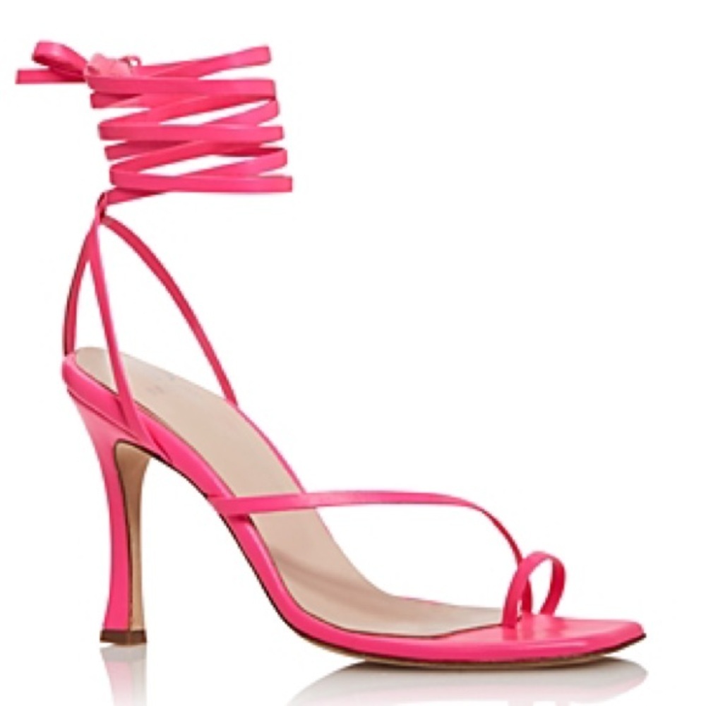 NWOB Brother Vellies Bike Ankle Strap Heeled Sandals in Electric Flamingo Sz 10